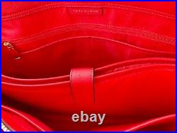 Tory Burch Emerson Large Top Zip Tote Laptop Bag Brilliant Red Leather