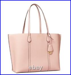 Tory Burch Perry Triple Compartment Leather Tote Laptop Bag. Shell Pink