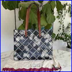 Tory Burch T Monogram High Frequency Large Tote Black Ivory Tan Laptop Bag