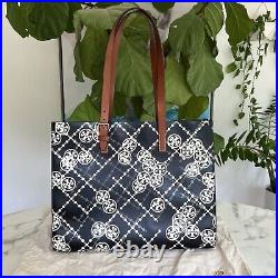 Tory Burch T Monogram High Frequency Large Tote Black Ivory Tan Laptop Bag