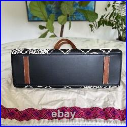 Tory Burch T Monogram High Frequency Large Tote Black Ivory Tan Laptop Bag