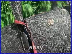 Tory Burch Walker Satchel Black Leather Bag Authentic New Holds 13 laptop