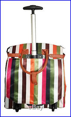 Travel Multicolor Women's Computer Laptop Rolling Bag 2 Wheel CASE Thick Stripes