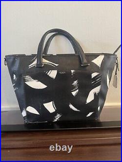 Tumi Camilla Sinclair Black and White Leather Laptop Bag, Carry On, Tote