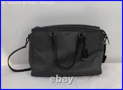 Tumi Dark Gray Wax Canvas Laptop Bag/ Purse Crossbody Travel Bag Great Condition