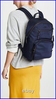 Tumi Hagen Laptop Lightweight Small Backpack Navy Blue Leather Voyageur $375
