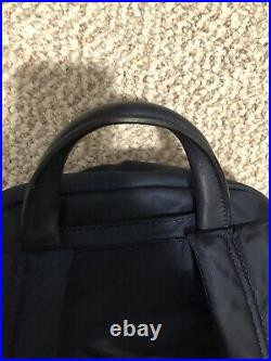 Tumi Hagen Laptop Lightweight Small Backpack Navy Blue Leather Voyageur $375