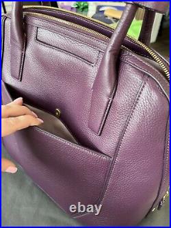 Tumi Large Leather Tote Crossbody Purple Travel Bag Purse