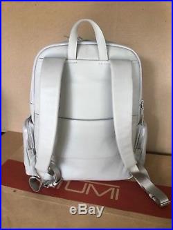 Tumi Leather Calais Voyageur Backpack Laptop Travel Casual Bag White