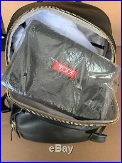 Tumi Leather Haper Backpack Women Travel Laptop Bag 196355 Black Gold Hardware