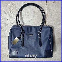 Tumi Leather Tote Laptop Carrying Bag Purse Blue Leather