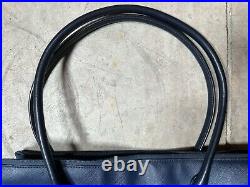 Tumi Leather Tote Laptop Carrying Bag Purse Blue Leather