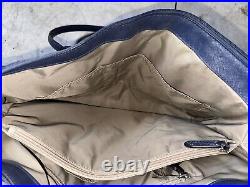 Tumi Leather Tote Laptop Carrying Bag Purse Blue Leather