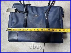 Tumi Leather Tote Laptop Carrying Bag Purse Blue Leather