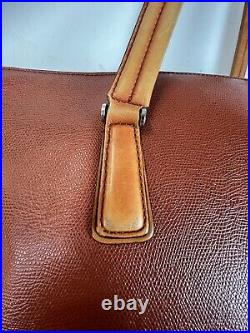 Tumi Orange Leather Shoulder Purse Laptop Work School Bag Double Handles READ
