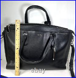 Tumi Stanton Black Leather Multi Compartment Briefcase Laptop Messenger Bag
