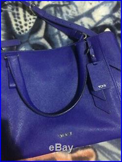 Tumi womens ladies blue leather stanton tote laptop shoulder hand bag RPR £625