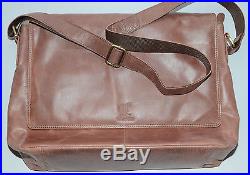 US SELLER Brown Leather Messenger Bag Laptop Briefcase Women Men Buffalo Cow