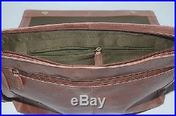 US SELLER Brown Leather Messenger Bag Laptop Briefcase Women Men Buffalo Cow