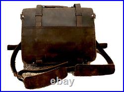 Unisex Real Leather Brown Messenger Laptop Bag