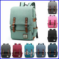 Unisex Women Canvas Backpack School Travel Rucksack Laptop Satchel Shoulder Bag