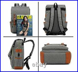 Unisex Women Canvas Backpack School Travel Rucksack Laptop Satchel Shoulder Bag