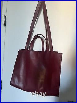 Used Medium Telfar Shopping Bag In Oxblood color vegan leather fits laptop