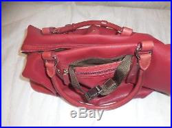 Used TUMI Leather Bag withLock & Keys DEEP RED TOTE Women Ladies Laptop Purse pack