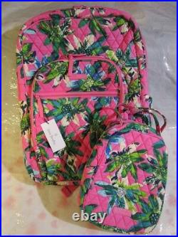 VERA BRADLEY Large Campus Backpack Lunch Bag SET College TROPICAL PARADISE $162