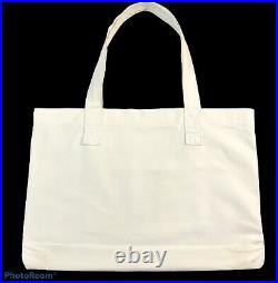 VTG 80s 90s ESPRIT Large White Canvas Logo Tote Bag Shopping Travel Laptop RARE