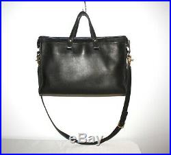 VTG COACH Large Black Leather Briefcase Satchel Work Laptop Shoulder Bag USA