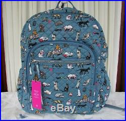 Vera Bradley Cat's Meow Iconic Campus Backpack Large Laptop Tech Bag Cats NWT