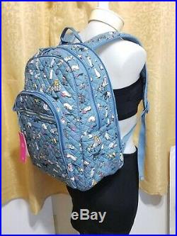Vera Bradley Cat's Meow Large Iconic Campus Backpack Bag Laptop Quilted Cotton