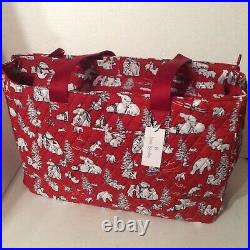 Vera Bradley Dual Compartment TRAVEL WORK SCHOOL Laptop Bag Beary Merry Red New