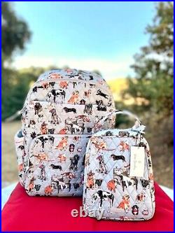 Vera Bradley Essential LARGE Backpack & Lunch Bunch Set DOG SHOW NWT