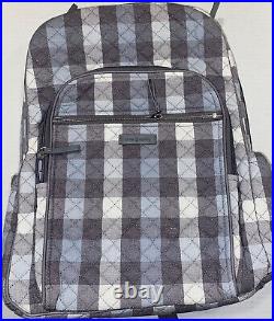 Vera Bradley Large Iconic Campus Backpack Bag, Neutral Buffalo Check Shimmery