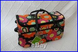 Vera Bradley Ziggy Zinnia Rolling Duffel Work Bag Laptop Carry On Travel