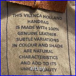 Vilenca Holland Crossbody Hand Bag LEATHER Woven Panel Cognac Laptop UNISEX NWT