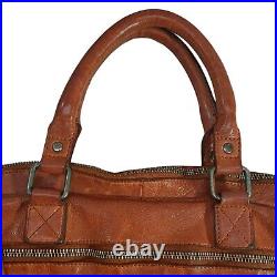 Vilenca Holland Leather Working Woven Laptop Satchel Cognac Bag Made In Italy