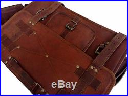 Vintage 18 Inch Real Leather Messenger Bag For Men Women Laptop Shoulder Satchel