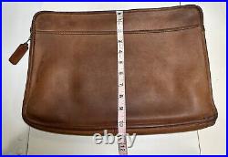 Vintage 1980s Coach Zip Portfolio Document Laptop Case Brown Leather Made In USA