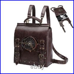 Vintage Backpack for Women Laptop Bag Steampunk PU Leather Backpack For Travel