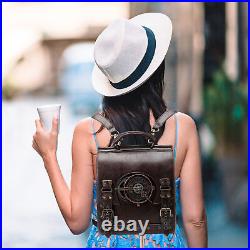 Vintage Backpack for Women Laptop Bag Steampunk PU Leather Backpack For Travel