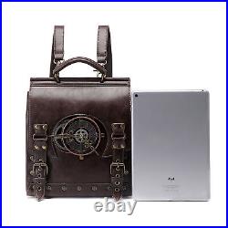 Vintage Backpack for Women Laptop Bag Steampunk PU Leather Backpack For Travel