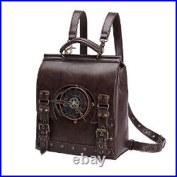 Vintage Backpack for Women Laptop Bag Steampunk PU Leather Backpack For Travel