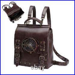 Vintage Backpack for Women Laptop Bag Steampunk PU Leather Backpack For Travel