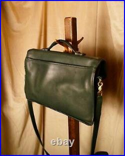 Vintage COACH Green Tanned Leather Messenger Laptop Crossbody Bag Purse