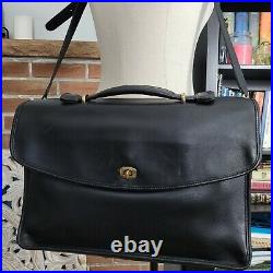 Vintage COACH LEXINGTON 5265 Solid Black Leather Briefcase Satchel Laptop Bag