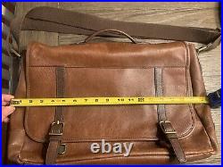 Vintage Fossil Leather Briefcase Messenger Shoulder Bag Distressed Brown Laptop