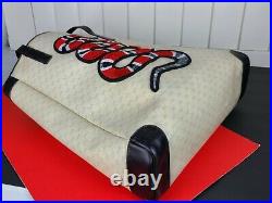 Vintage GG Gucci Tote Beige Monogram PVC Leather w Red Snake Applique Laptop Bag